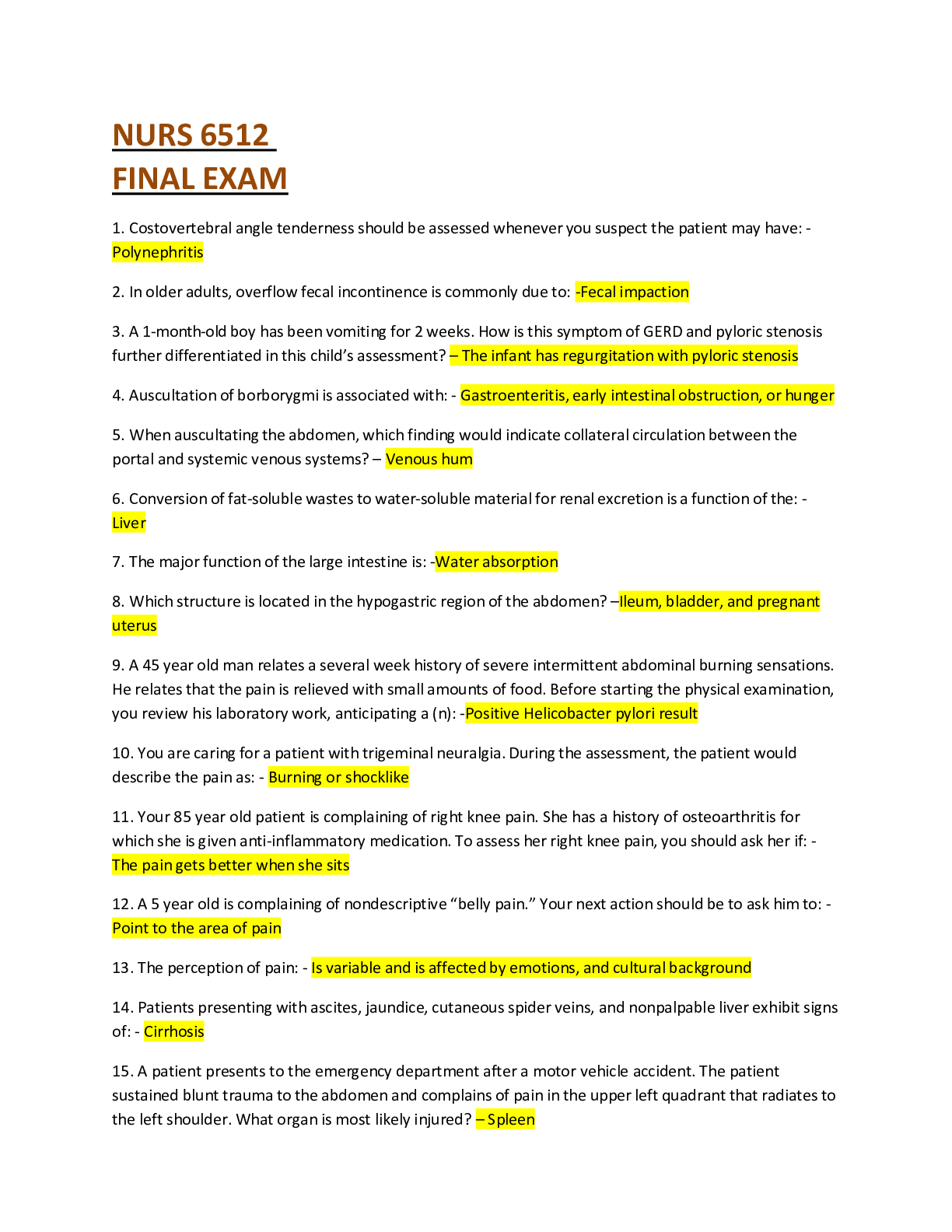 Preview image of NURS 6512  FINAL EXAM document